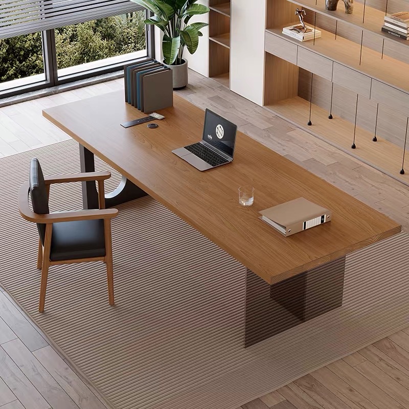 Office Furniture - Włoskie Akrylowe Pływające Drewniane Biurko do