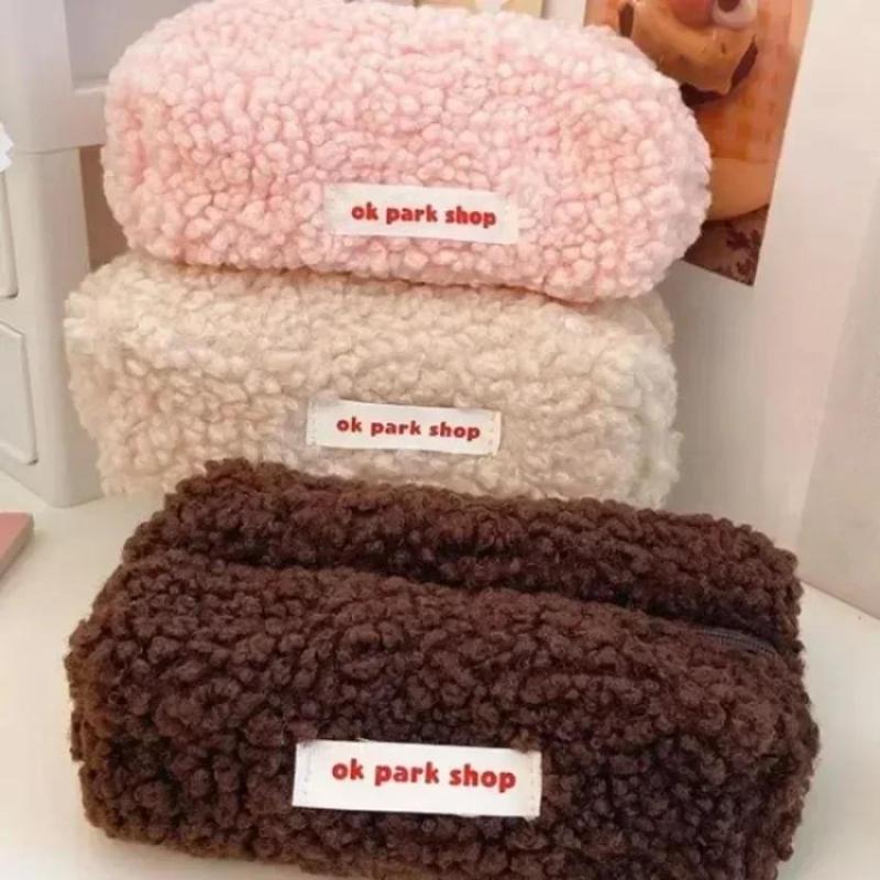 Aesthetic Large Pencil Case Pouch - Torba na pluszowe owieczki 2026, prosty