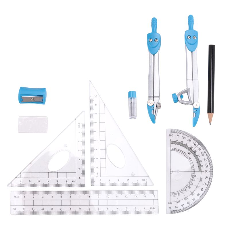 Math Geometry Set With Compass - Zestaw cyrklek i kątomierzy o wysokiej