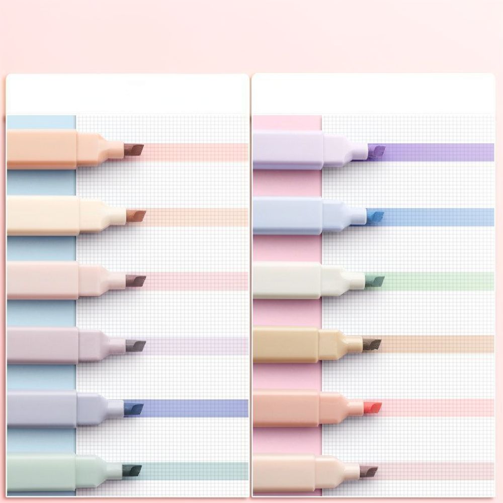 Pastel Highlighter Set Double Ended - Zestaw estetycznych, pastelowych zakresek do notatek,