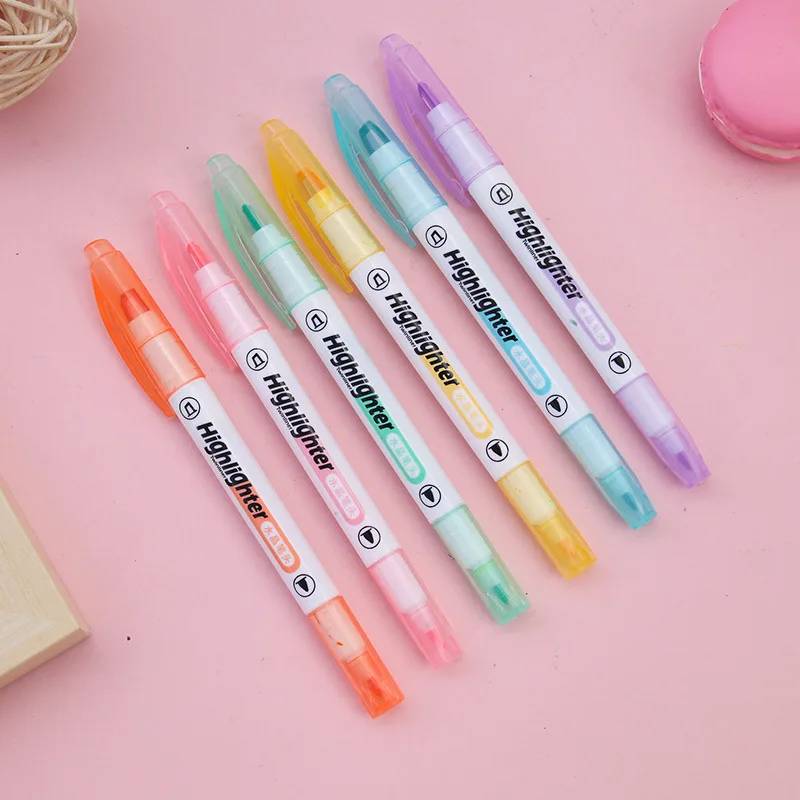 6 kolorów/zestaw unikalny zakr – Pastel Highlighter Set Double Ended recenzja i cena