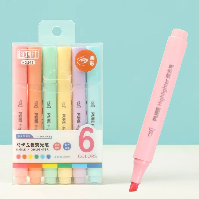 6 sztuk/zestaw Zakreślacze w p – Pastel Highlighter Set Double Ended recenzja i cena